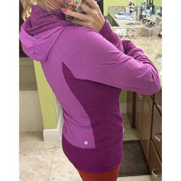 LULULEMON Purple Pink Flux Jacket Reversible Hooded Zip Magenta Plum Sz 8 - Picture 8 of 13
